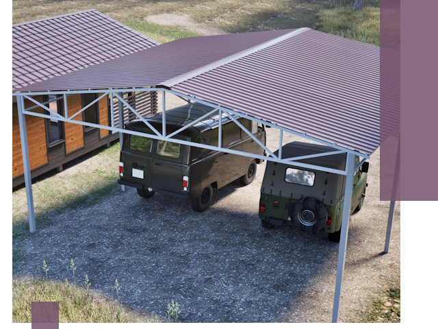 Двускатные навесы под ключ в Одинцове — изготовление и монтаж